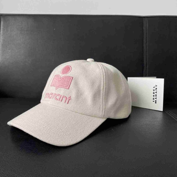 Isabel Marant Accessories - Isabel Marant Pink Logo Baseball Cap Cream Canvas Adjustable Hat